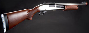 Golden Eagle M8870 3/6-Shot Pump Action Gas Airsoft Shotgun w/ Ghost Ring Iron Sights - (Silver/Wood)