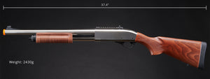 Golden Eagle M8870 3/6-Shot Pump Action Gas Airsoft Shotgun w/ Ghost Ring Iron Sights - (Silver/Wood)