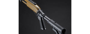 Golden Eagle M8871 3/6-Shot Pump Action CO2 Gas Airsoft Shotgun w/ Ghost Ring Iron Sights & M4 Crane Stock - (Tan)