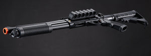 Golden Eagle M8873 3/6-Shot Pump Action Gas Airsoft Shotgun w/ Optic Rail & M4 Crane Stock - (Black)