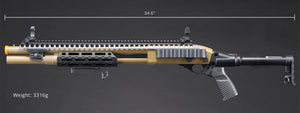 Golden Eagle M8875 3/6-Shot Pump Action CO2 Airsoft Shotgun w/ Flip Up Sights, M-LOK, Picatinny Rail & M4 Buffer Stock - (Tan)