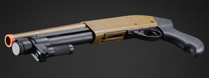 Golden Eagle M8876 3/6-Shot Pump Action Gas Airsoft Sawed-Off Shotgun w/ Forend Handle - (Tan)