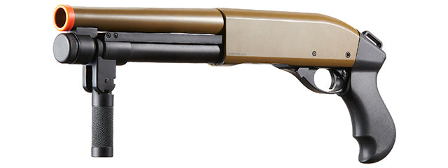 Golden Eagle M8876 3/6-Shot Pump Action Gas Airsoft Sawed-Off Shotgun w/ Forend Handle - (Tan)