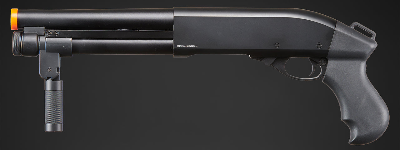 Golden Eagle M8876 3/6-Shot Pump Action Gas Airsoft Sawed-Off Shotgun w/ Forend Handle - (Black)