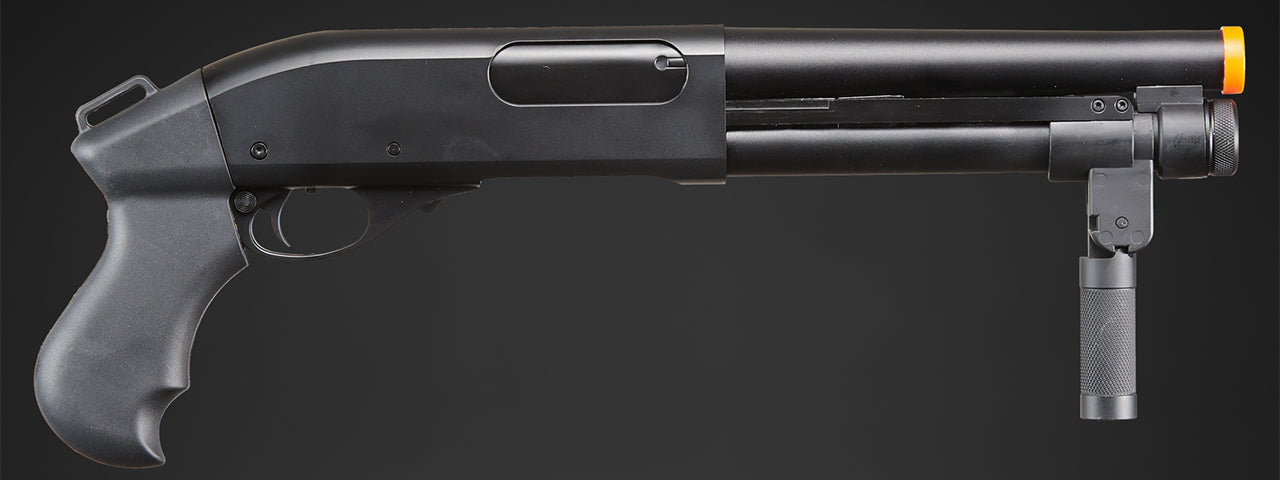 Golden Eagle M8876 3/6-Shot Pump Action Gas Airsoft Sawed-Off Shotgun w/ Forend Handle - (Black)