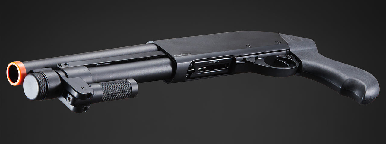 Golden Eagle M8876 3/6-Shot Pump Action Gas Airsoft Sawed-Off Shotgun w/ Forend Handle - (Black)