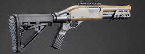 Golden Eagle M8878 3/6-Shot Pump Action Gas Airsoft Sawed-Off Shotgun w/ M-LOK Forend & Delta Stock - (Tan)