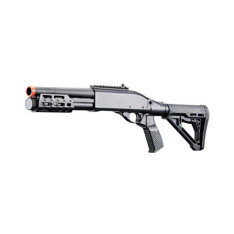 Golden Eagle M8878 3/6-Shot Pump Action Gas Airsoft Sawed-Off Shotgun w/ M-LOK Forend & Delta Stock - BLACK