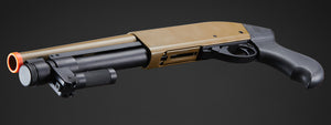 Golden Eagle M8879 3/6-Shot Pump Action Gas Airsoft Sawed-Off Shotgun w/ M-LOK Forend - (Tan)