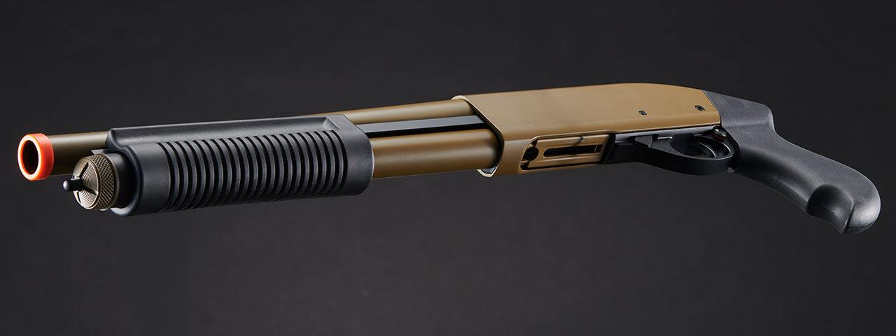 Golden Eagle M8881 3/6-Shot Pump Action Gas Airsoft Sawed-Off Shotgun - (Tan)