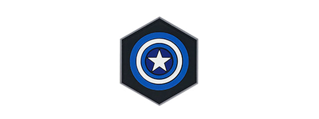 Hexagon PVC Patch Blue Captain America Shield