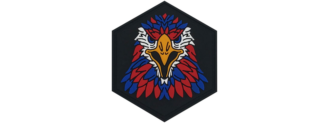 Hexagon PVC Patch Eagle Face