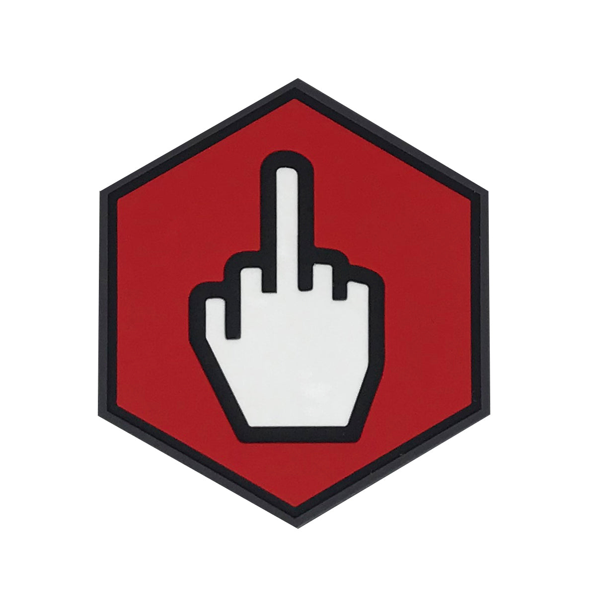 Hexagon PVC Patch "Middle Finger"