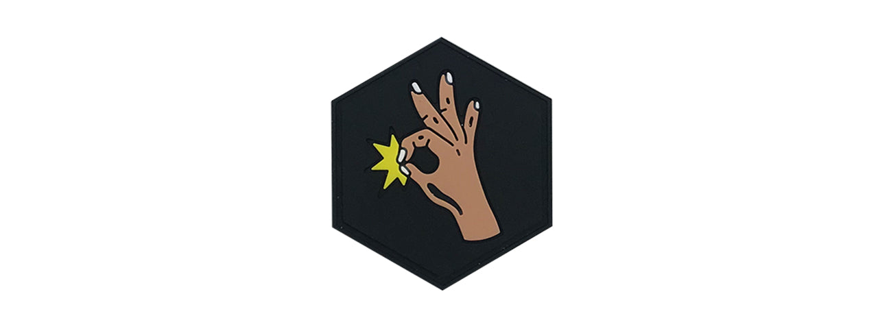 Hexagon PVC Patch "Hey Look Here"