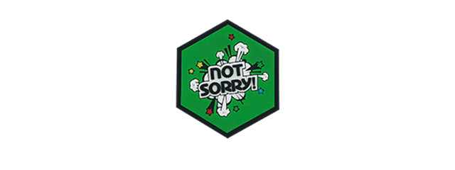 Hexagon PVC Patch "Not Sorry" Green