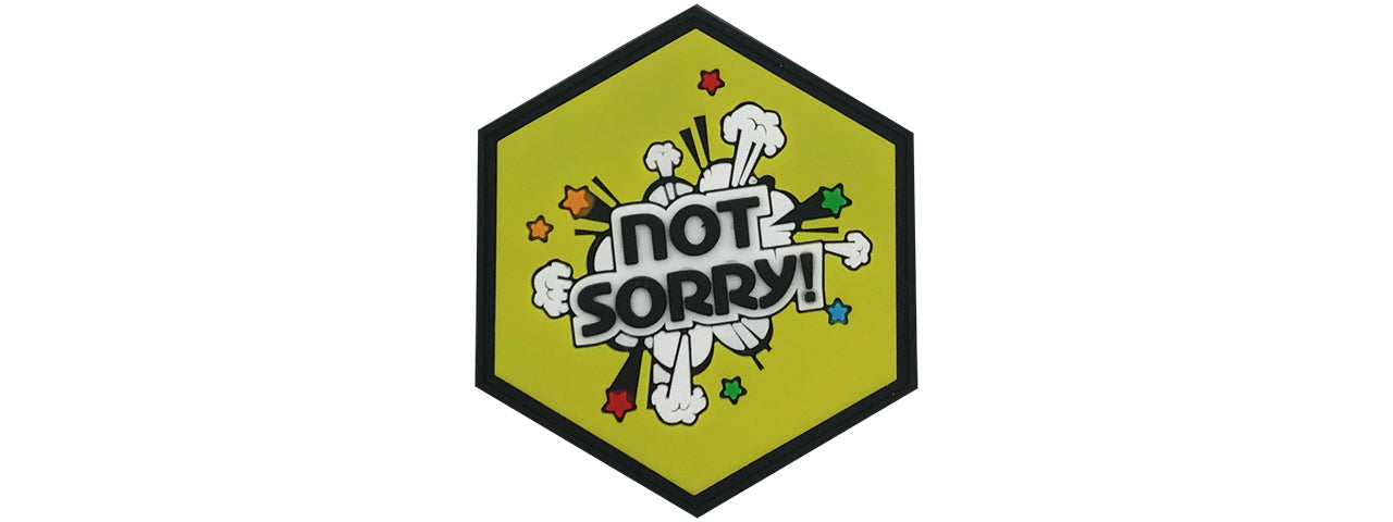Hexagon PVC Patch Not Sorry Yellow