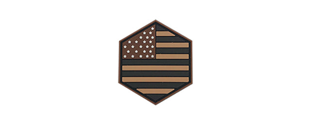 Hexagon PVC Patch Tan USA Flag