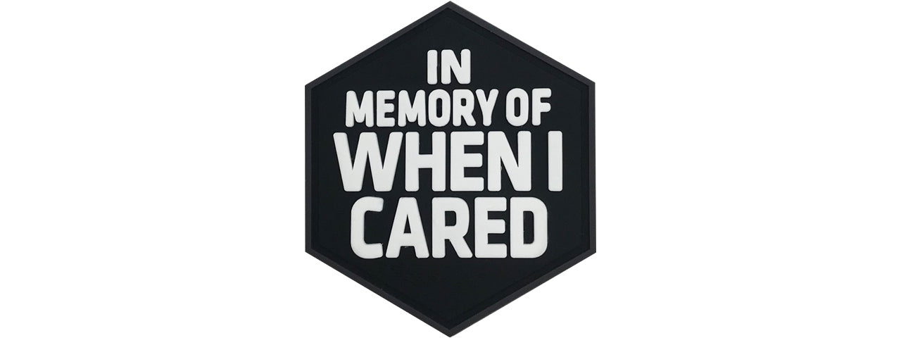 Hexagon PVC Patch "In Memory of When I Cared"