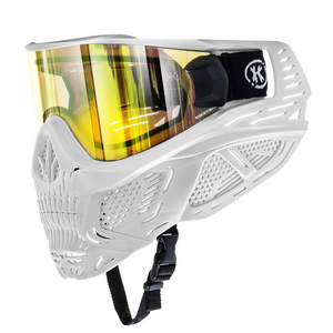 HSTL® Skull Goggle "Saint" - White w/ Gold Lens - XTREME Airsoft Superstore