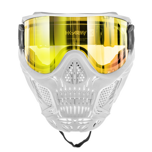 HSTL® Skull Goggle "Saint" - White w/ Gold Lens - XTREME Airsoft Superstore