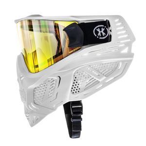 HSTL® Skull Goggle "Saint" - White w/ Gold Lens - XTREME Airsoft Superstore