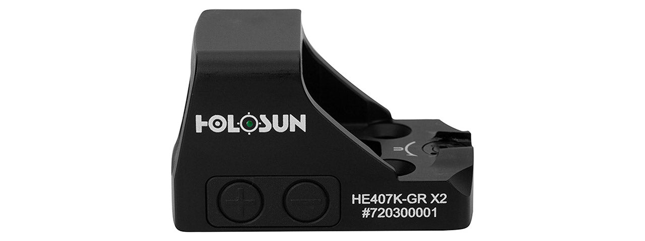 HOLOSUN HE407K-GR X2 Green Open Reflex Optical Sight - (Black)
