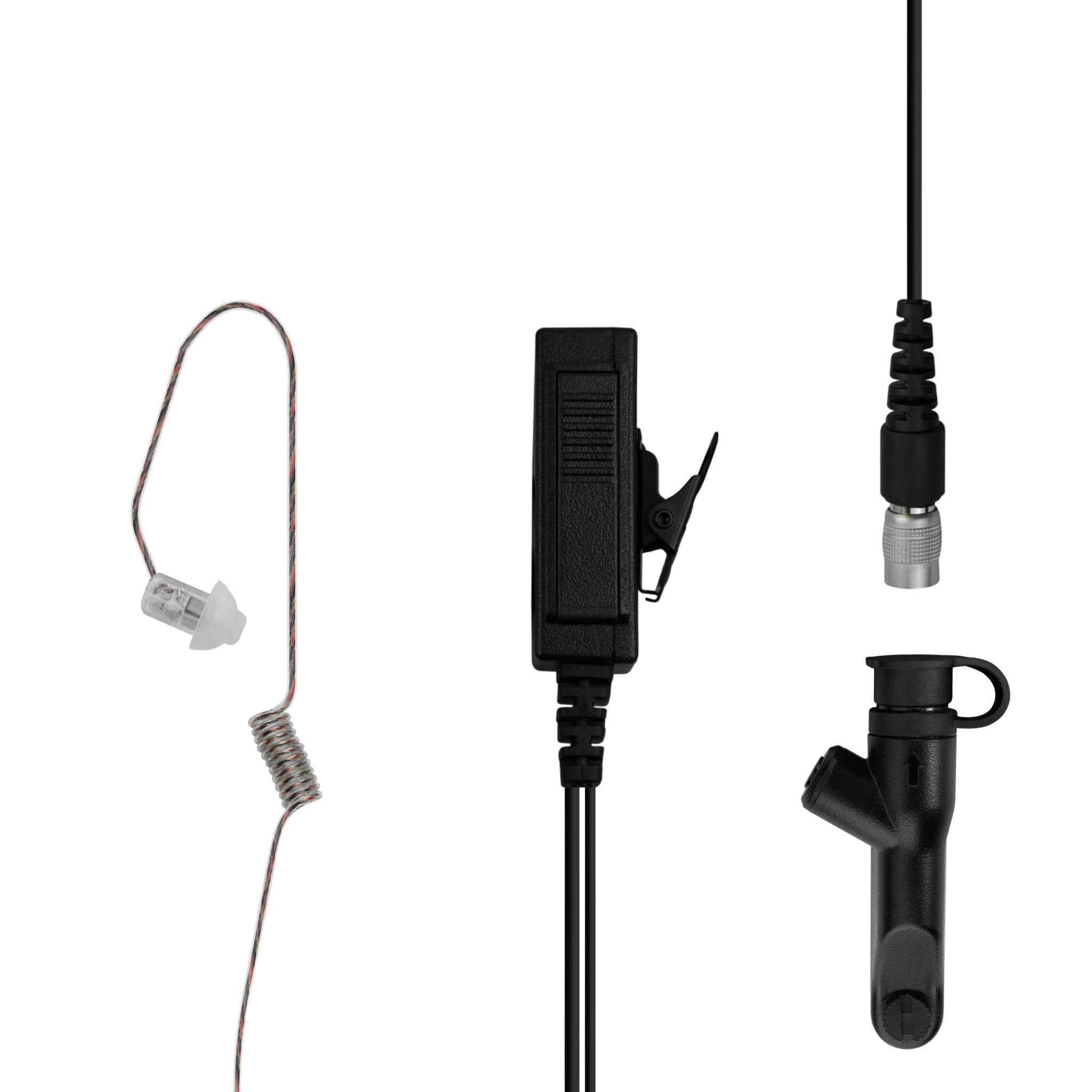 Patrol Mic & Invisible Series Tubeless Earpiece Complete Tactical Kit w/ Quick Disconnect (Hirose) - Harris/Tait TP3000/7110/7100/8000/9000 Series