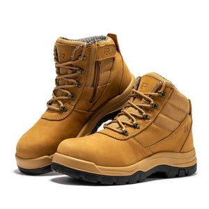 ROCKROOSTER Avalon Black 6 Inch Zip-sided Composite toe Leather Work Boots CP213BK - XTREME Airsoft Superstore