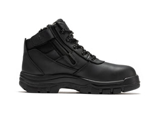 ROCKROOSTER Avalon Black 6 Inch Zip-sided Composite toe Leather Work Boots CP213BK - XTREME Airsoft Superstore