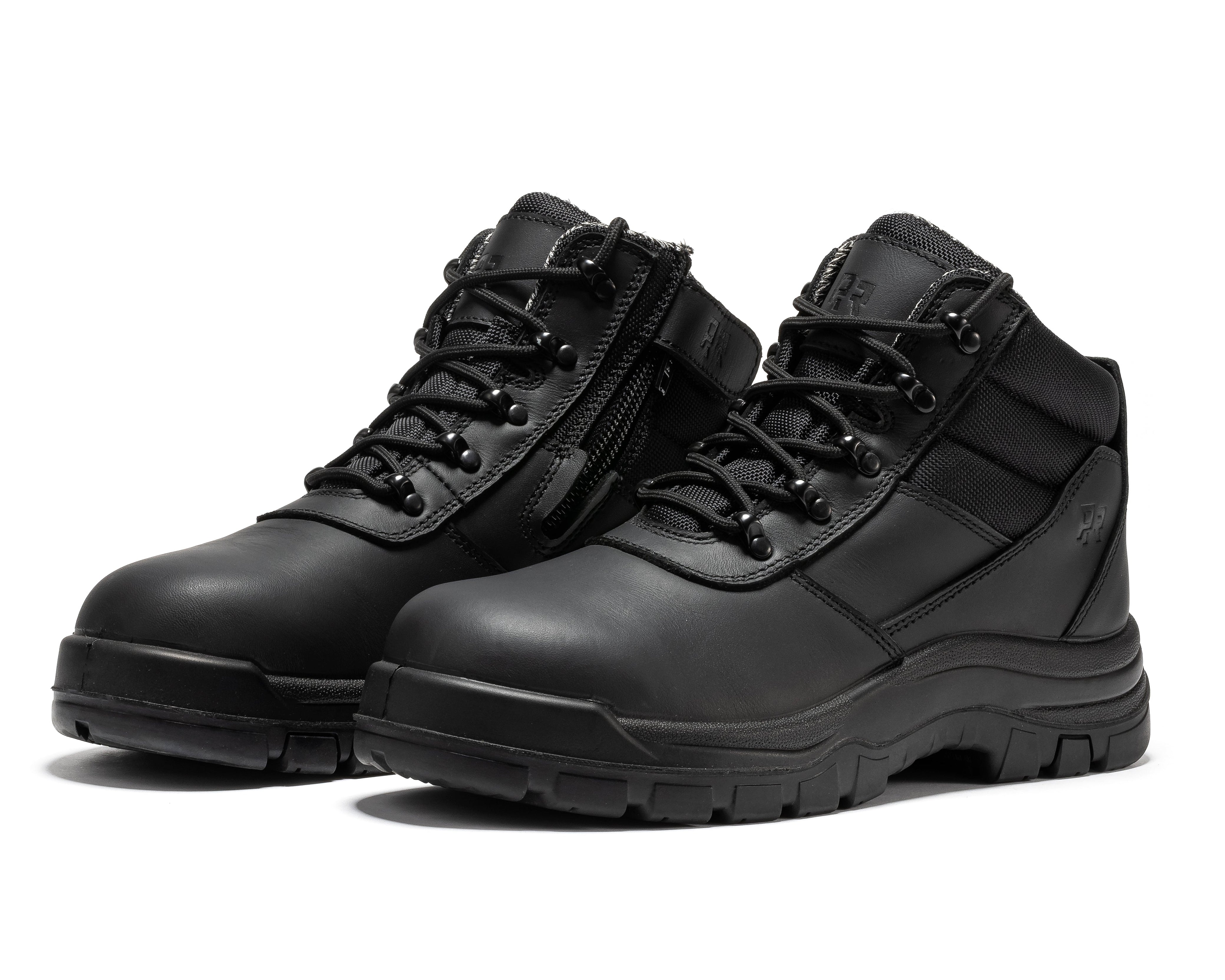 ROCKROOSTER Avalon Black 6 Inch Zip-sided Composite toe Leather Work Boots CP213BK - XTREME Airsoft Superstore