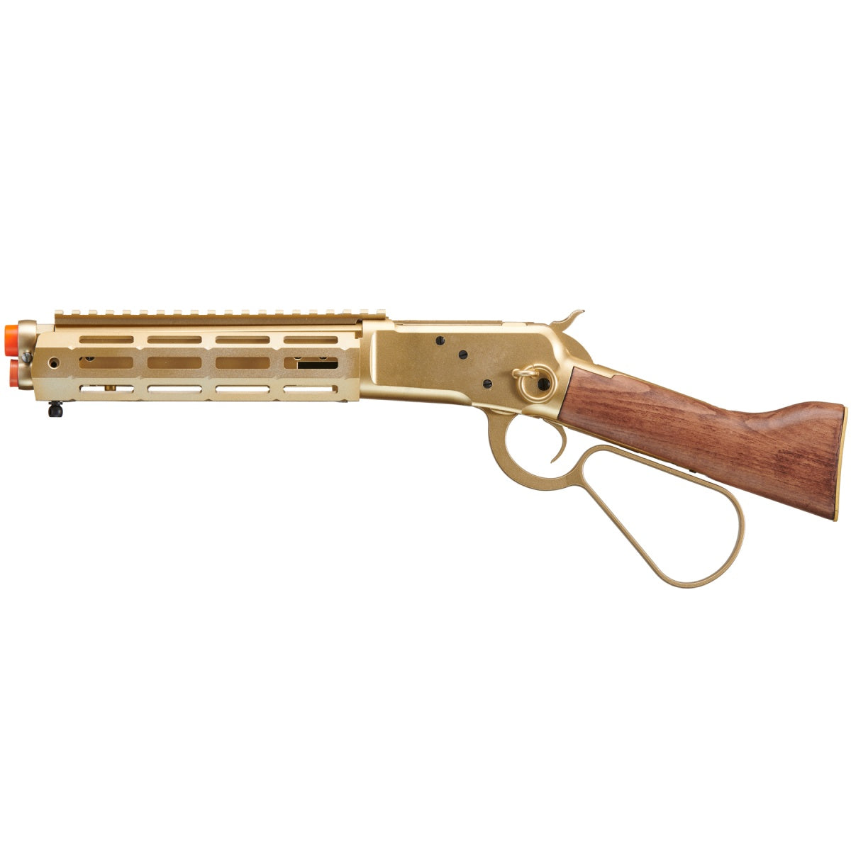 Atlas Custom Works M1873 "Mares Leg" Lever Action Airsoft Green Gas Rifle w/ M-LOK Rail (Color: Gold)