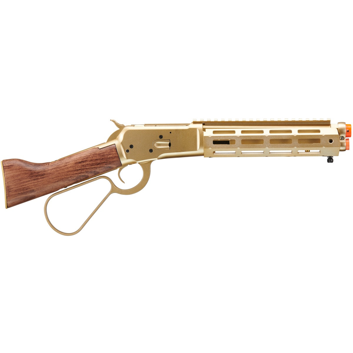 Atlas Custom Works M1873 "Mares Leg" Lever Action Airsoft Green Gas Rifle w/ M-LOK Rail (Color: Gold)