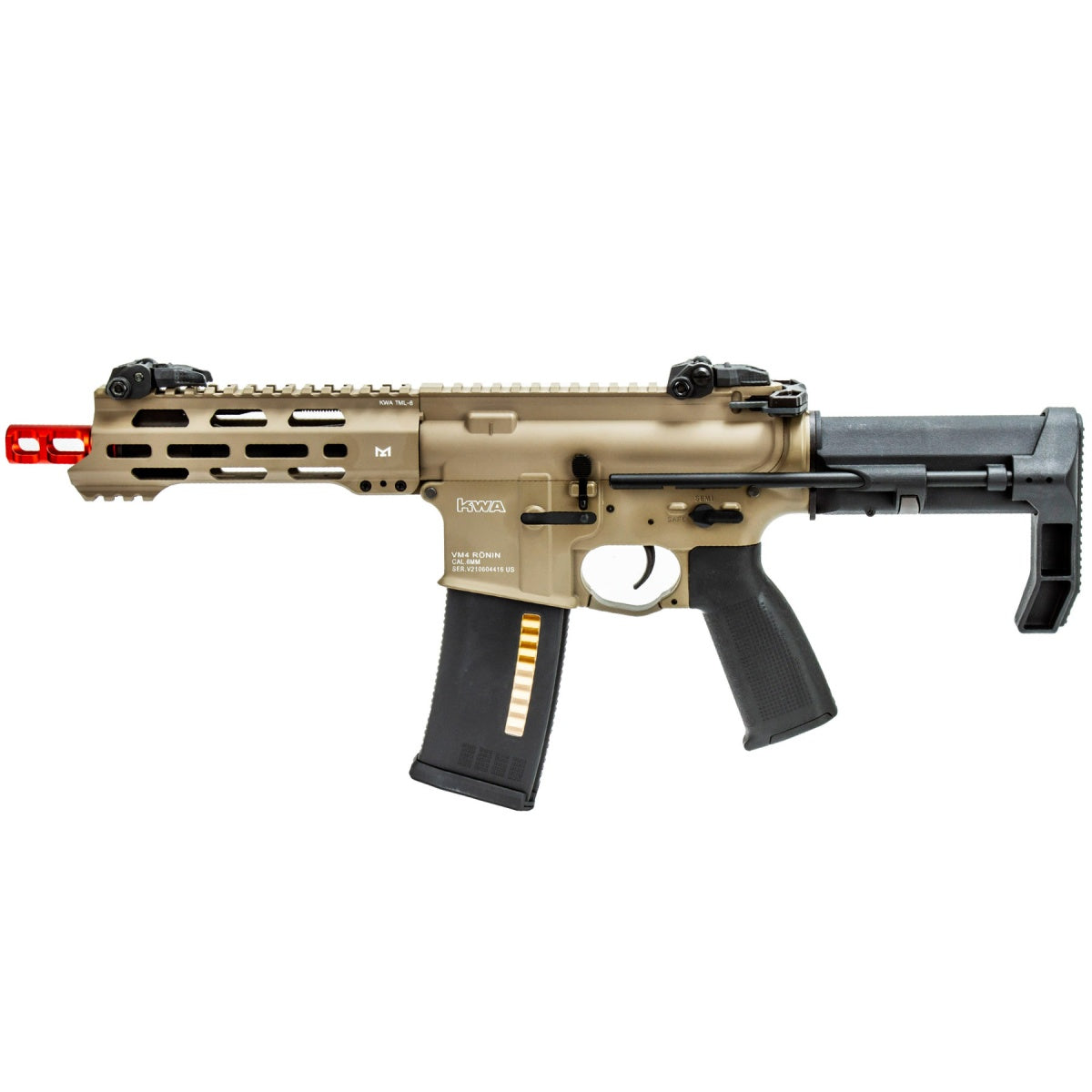 KWA Ronin Tactical AEG 2.5+ VM4 T6 PDW w/ 6" M-LOK Handguard (Color: Flat Desert Earth)