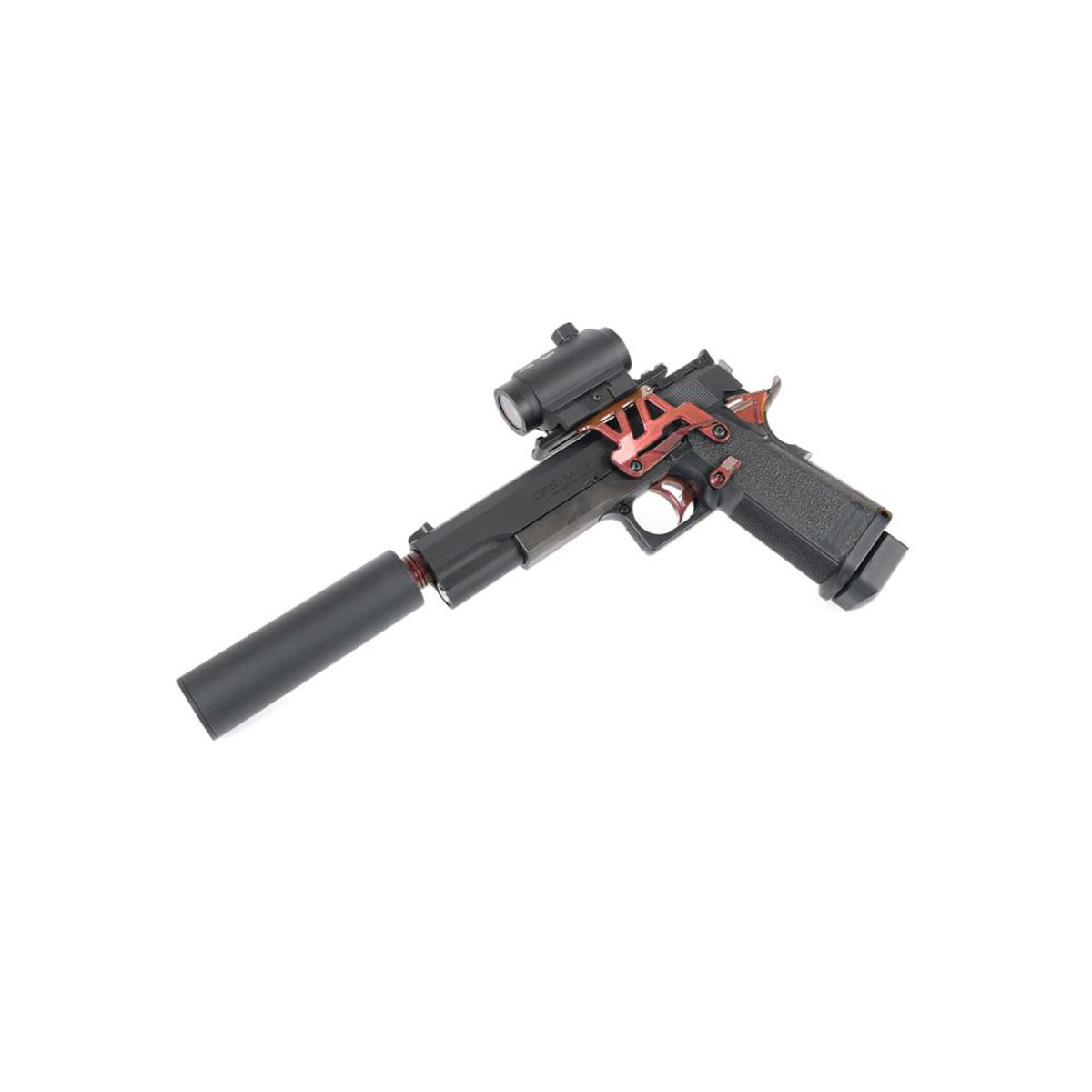 Laylax Zanshin Omega Round Trigger for Hi-Capa Gas Blowback Airsoft Pistols (Color: Kurenai Red)