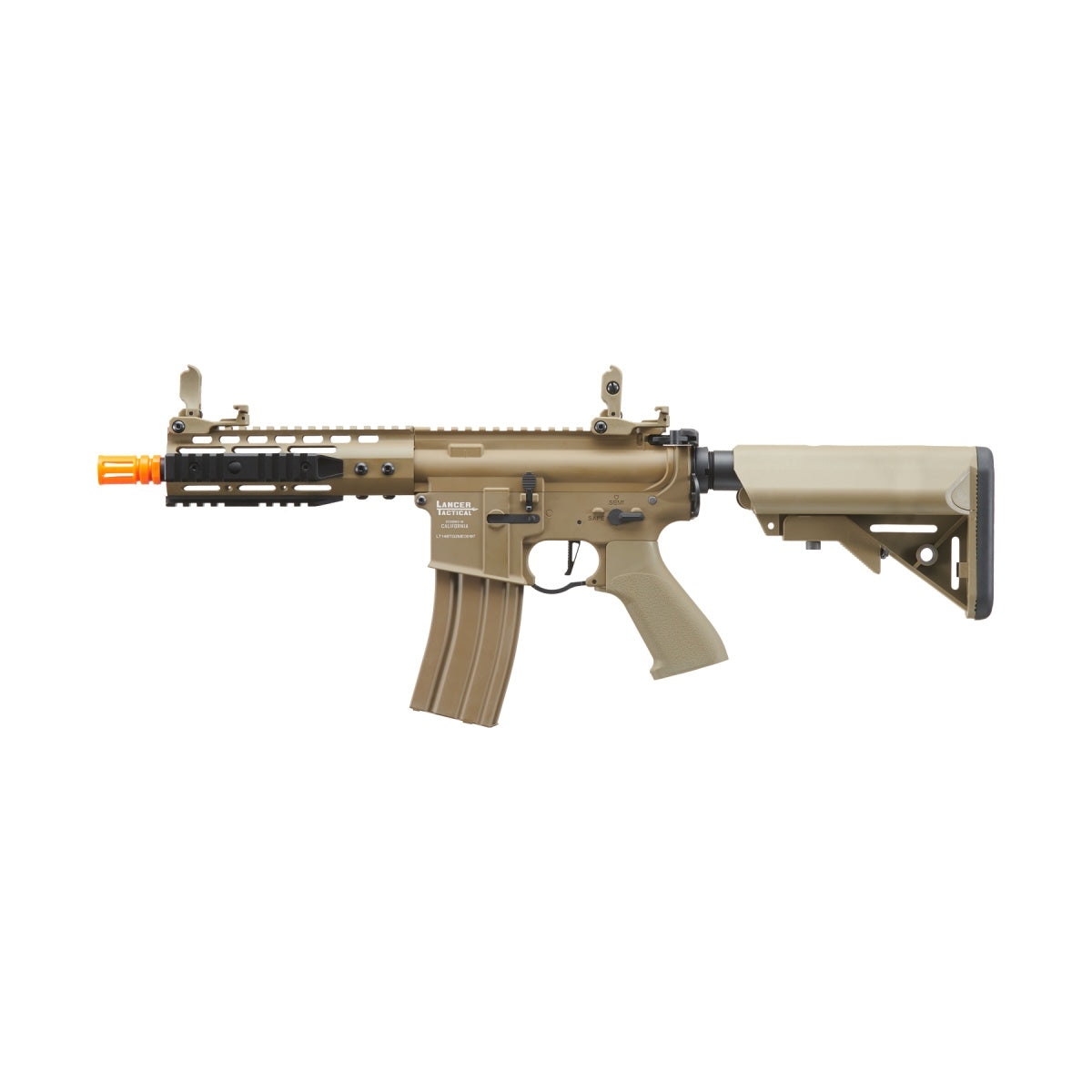 Lancer Tactical Proline 7" KeyMod Railed Airsoft AEG Rifle with Picatinny Rail Segments (Color: Tan)