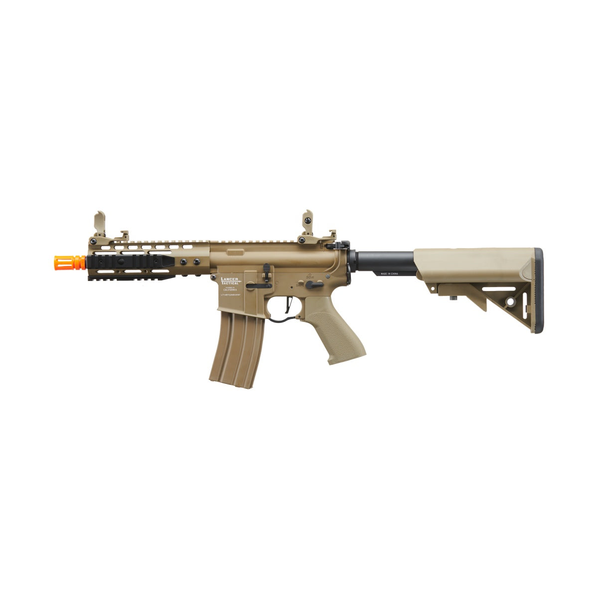 Lancer Tactical Proline 7" KeyMod Railed Airsoft AEG Rifle with Picatinny Rail Segments (Color: Tan)