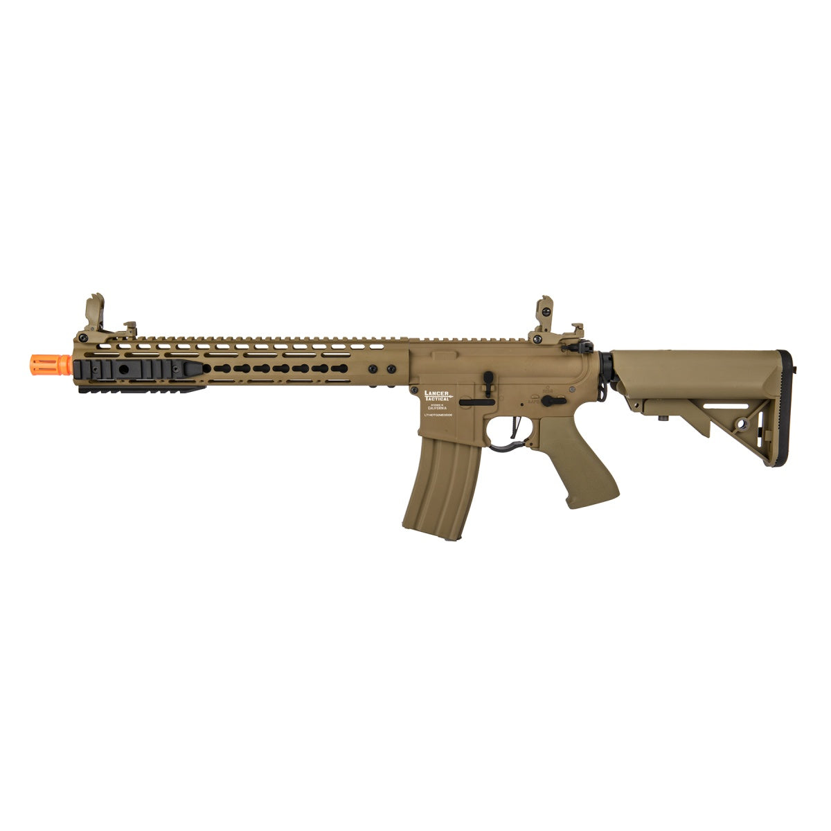 Lancer Tactical Proline 9" KeyMod Railed Airsoft AEG Rifle with Picatinny Rail Segments (Color: Tan)