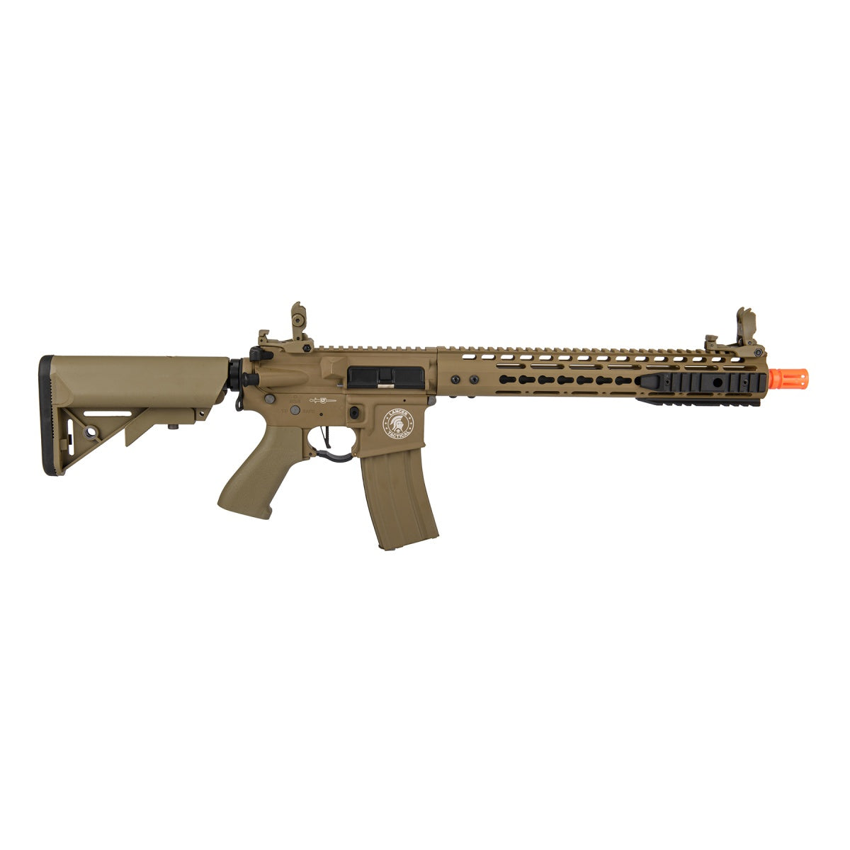 Lancer Tactical Proline 9" KeyMod Railed Airsoft AEG Rifle with Picatinny Rail Segments (Color: Tan)