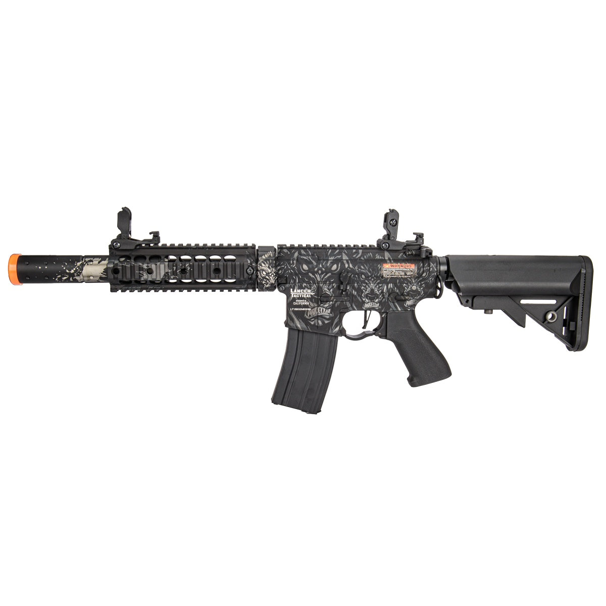 Lancer Tactical LT-15 M4 SD 7" ProLine Airsoft AEG with Mock Suppressor (Black w/ Wolfpack Laser Engraving)