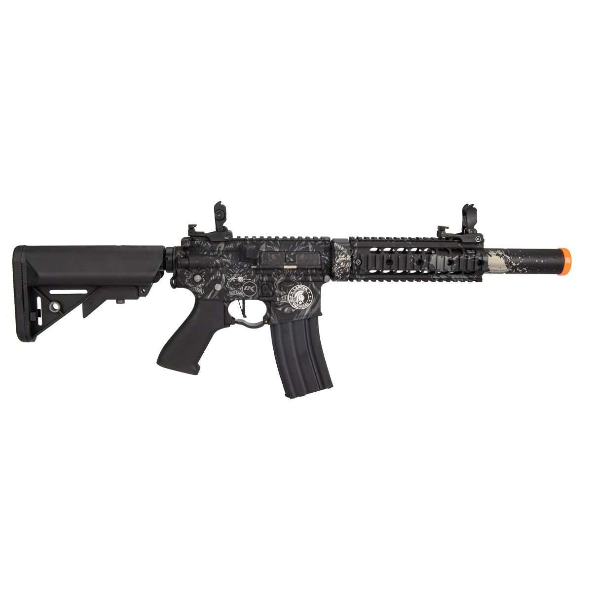 Lancer Tactical LT-15 M4 SD 7" ProLine Airsoft AEG with Mock Suppressor (Black w/ Wolfpack Laser Engraving)