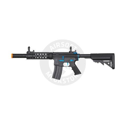 Lancer Tactical Gen 2 M4 SD Carbine Airsoft AEG Rifle with Mock Suppressor (Black / Blue)(No Battery and Charger)
