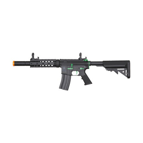 Lancer Tactical Gen 2 M4 SD Carbine Airsoft AEG Rifle with Mock Suppressor (Color: Black / Green)