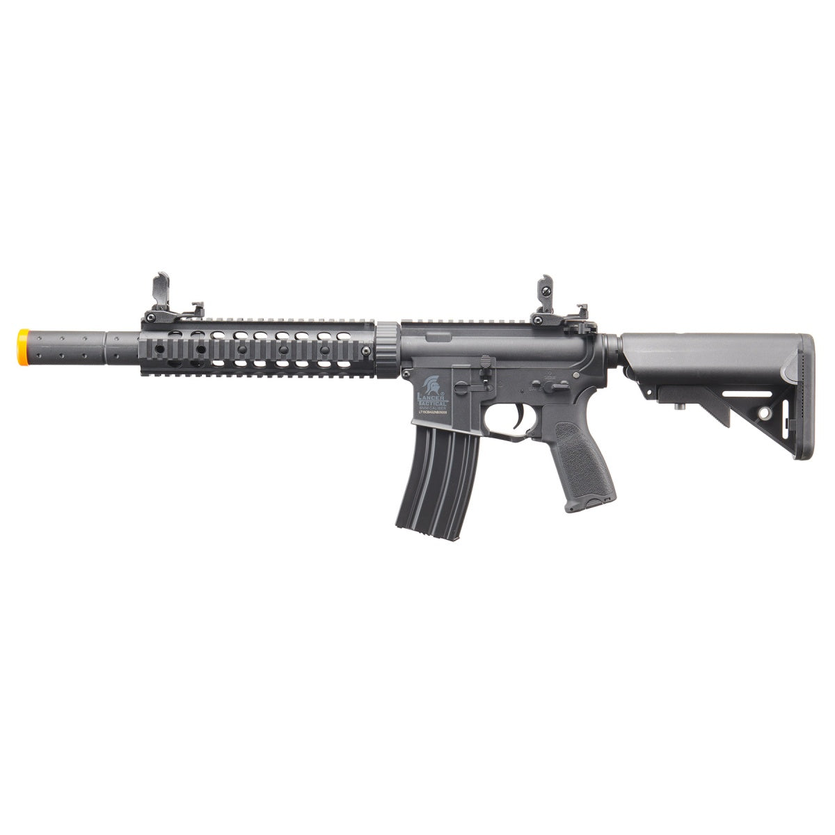 Lancer Tactical Low FPS Gen 2 10" M4 SD Carbine Airsoft AEG Rifle with Pistol Grip & Mock Suppressor - (Black)