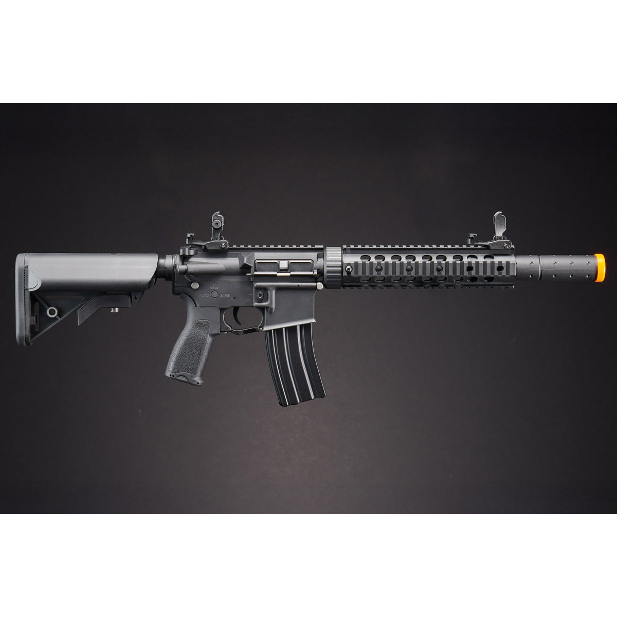 Lancer Tactical Low FPS Gen 2 10" M4 SD Carbine Airsoft AEG Rifle with Pistol Grip & Mock Suppressor - (Black)