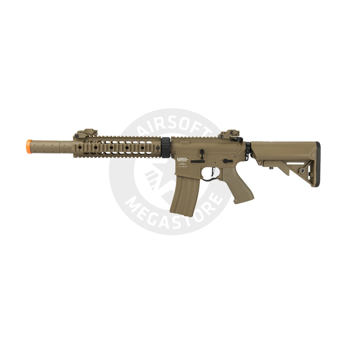 Lancer Tactical Low FPS Gen 2 10" M4 SD Carbine Airsoft AEG Rifle with Mock Suppressor (Tan)(No Battery and Charger)