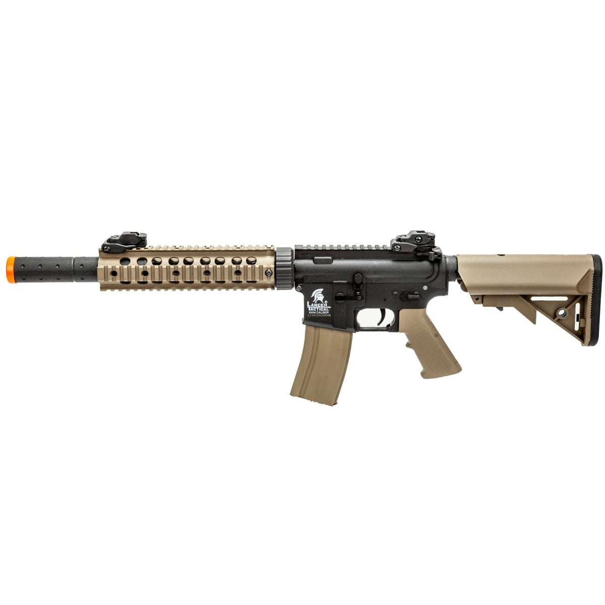 Lancer Tactical Gen 2 10" Nylon Polymer M4 Airsoft AEG with Mock Suppressor (Color: Two-Tone)