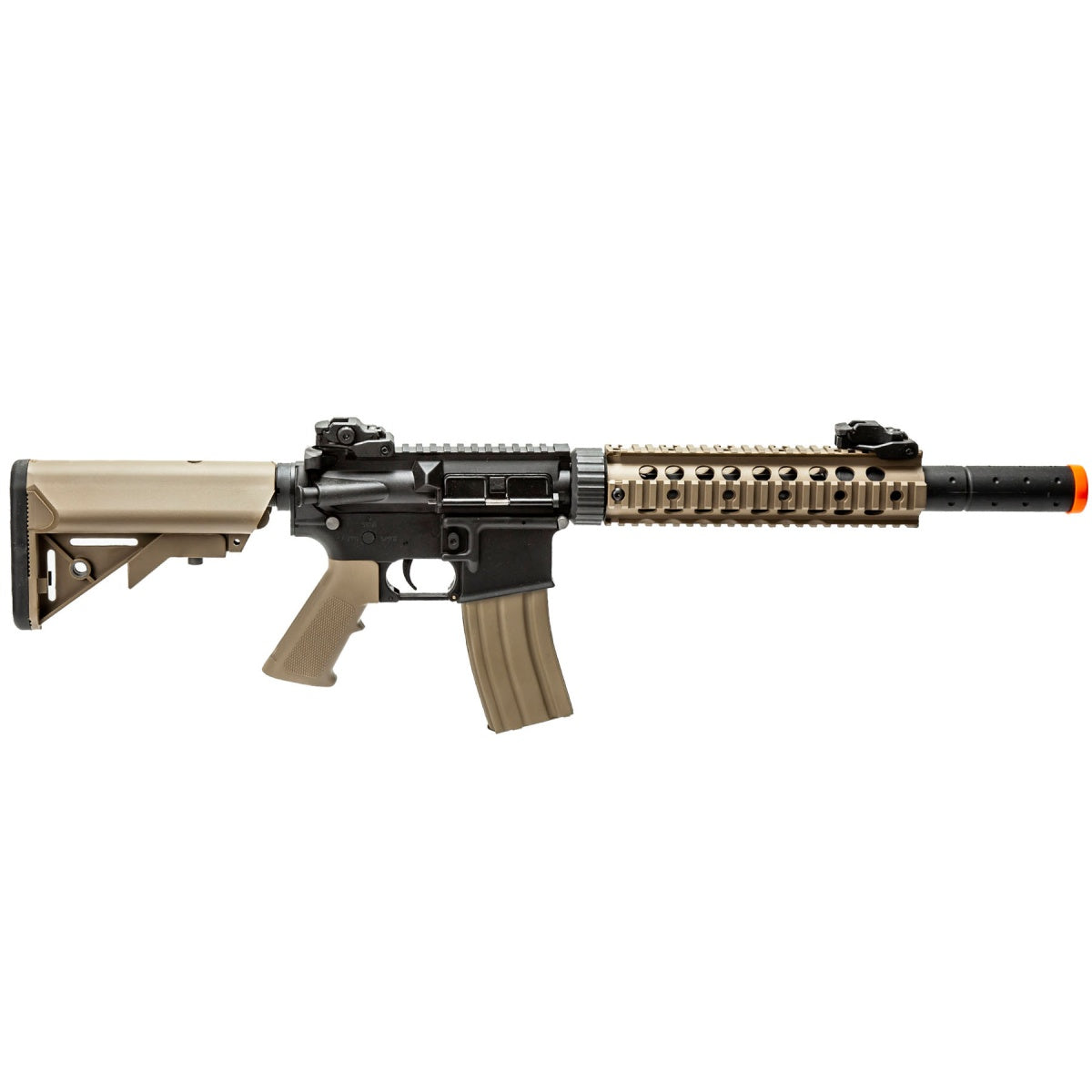 Lancer Tactical Gen 2 10" Nylon Polymer M4 Airsoft AEG with Mock Suppressor (Color: Two-Tone)