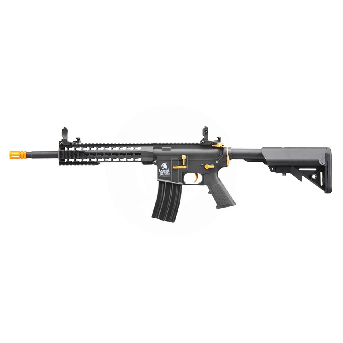 Lancer Tactical Gen 2 10" Keymod M4 Carbine Airsoft AEG Rifle with Gold Accents - (Black)