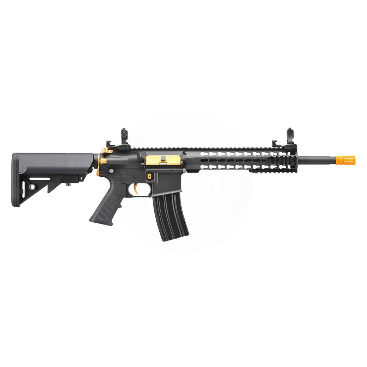 Lancer Tactical Gen 2 10" Keymod M4 Carbine Airsoft AEG Rifle with Gold Accents - (Black)