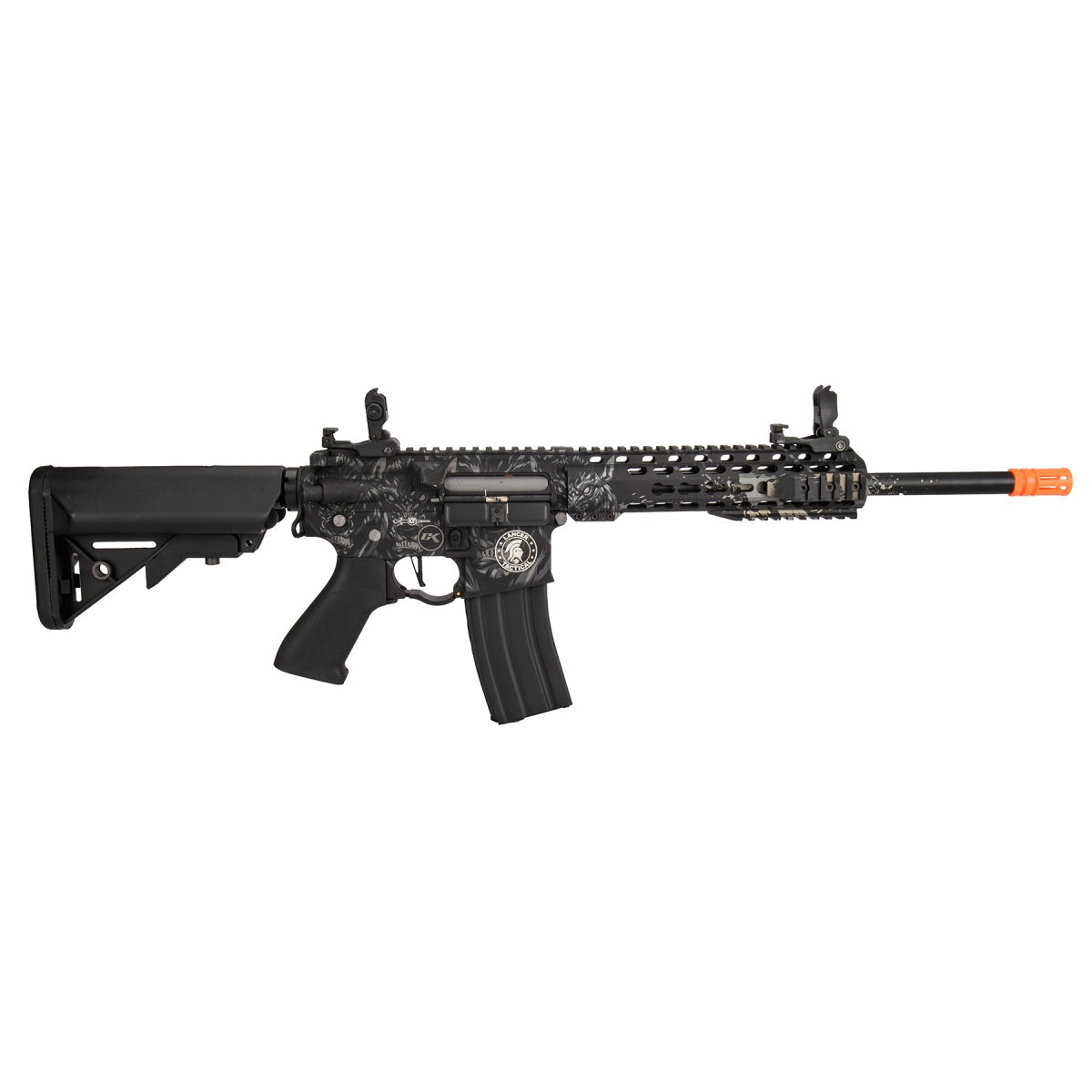 Lancer Tactical LT-19 M4 Carbine ProLine Airsoft AEG [High FPS] (Black w/ Wolfpack Laser Engraving)